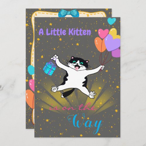 A Little Kitten On the way Baby Shower Invitation