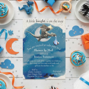 A Little Knight Dragon Baby Shower By Mail Silver  Invitation