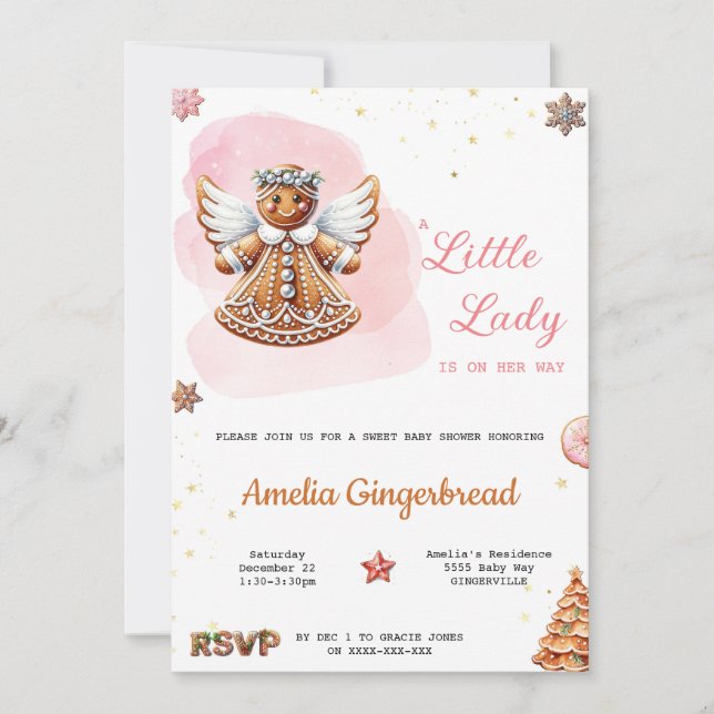 A Little Lady Is On Her Way Baby Shower Invitation (Front)