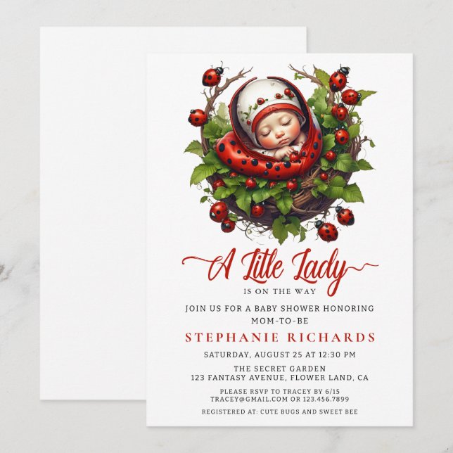A little Ladybug Baby Shower Invitation (Front/Back)