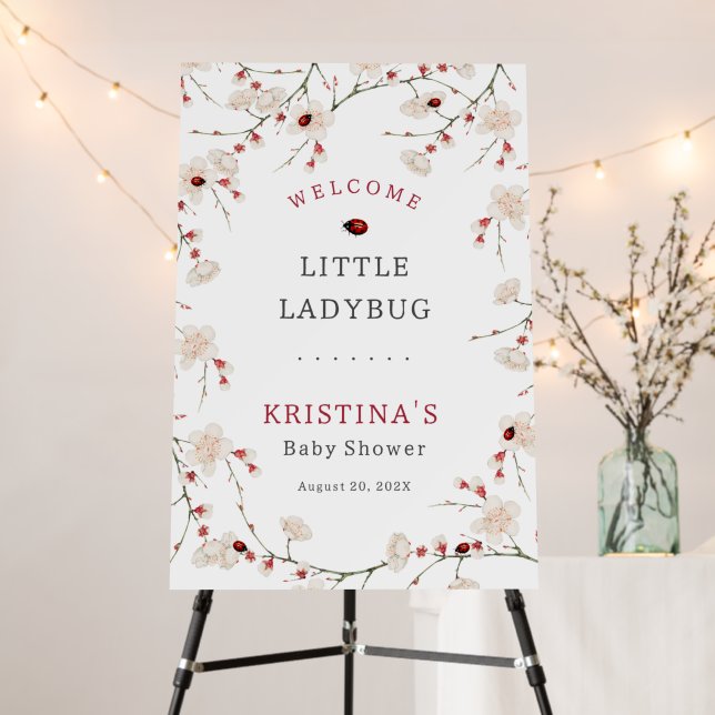 A Little Ladybug Girl Baby Shower  Foam Board (In Situ (Stand))