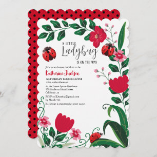 A little ladybug girl red baby shower  invitation
