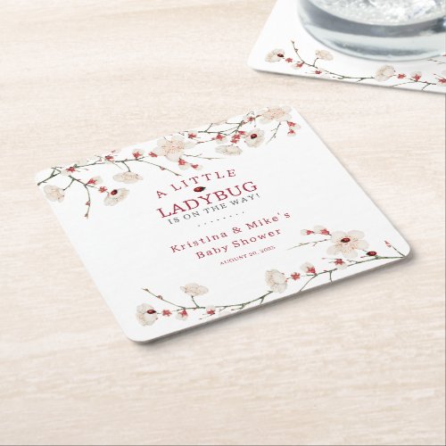 A Little Ladybug Girl Vintage Square Paper Coaster