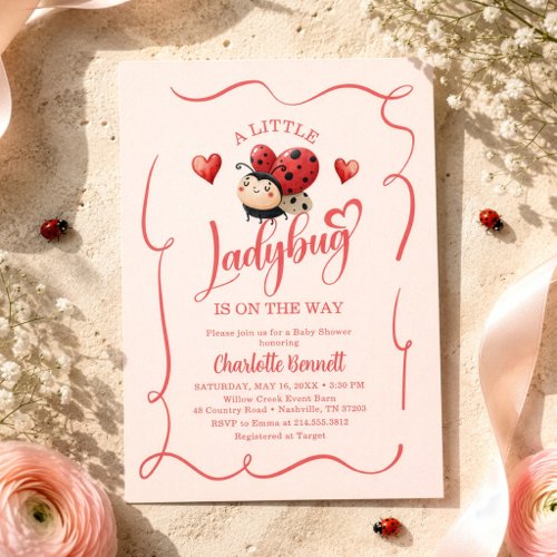 A Little Ladybug Is On The Way Baby Shower Invitation