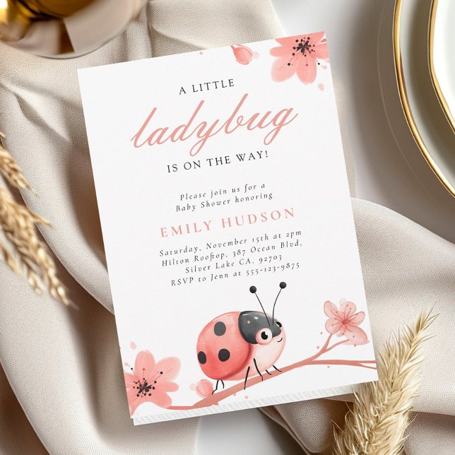A Little Ladybug Is On The Way Baby Shower Invitation (Creator Uploaded)
