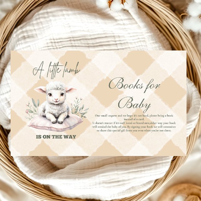 A Little Lamb Baby Shower Books for Baby  Enclosure Card (Creator Uploaded)