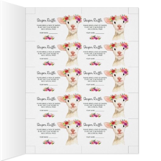 A Little Lamb Baby Shower Diaper Raffle Cards (Inside (Right))
