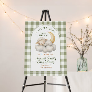A little lamb baby shower Gingham Welcome Sign