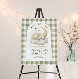A little lamb baby shower Gingham Welcome Sign