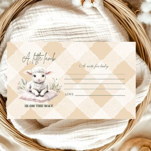 A Little Lamb Baby Shower Note for Baby Enclosure Card