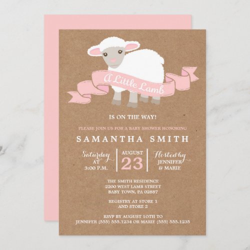 A Little Lamb Girl Baby Shower Invitation