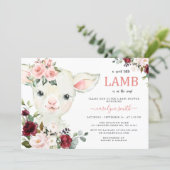 A Little Lamb Greenery Floral Baby Shower Invitation (Standing Front)