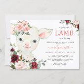 A Little Lamb Greenery Floral Baby Shower Invitation (Front)
