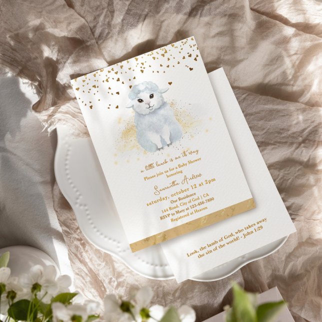 A Little Lamb Is On Its Way Religious Baby Shower Invitation (Creator Uploaded)