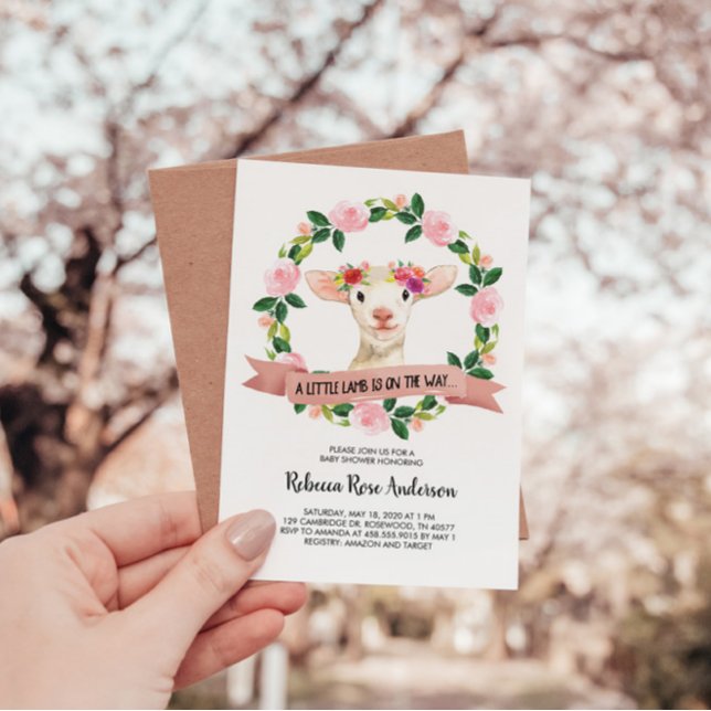 A Little Lamb Is on the Way Baby Shower Invitation (Creator Uploaded)