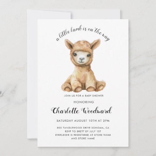 A Little Lamb Is On The Way Baby Shower Invitation