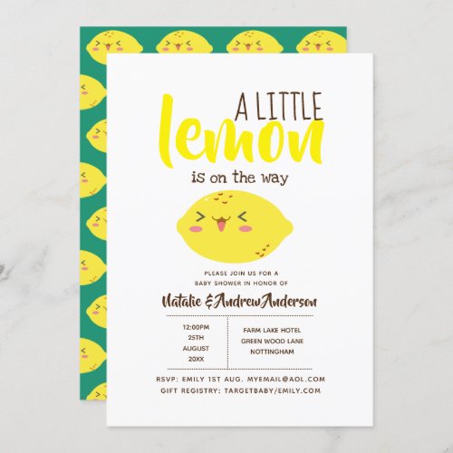A Little Lemon On The Way Fresh Yellow Baby Shower Invitation
