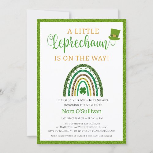 A Little Leprechaun St Patricks Baby Shower Invitation