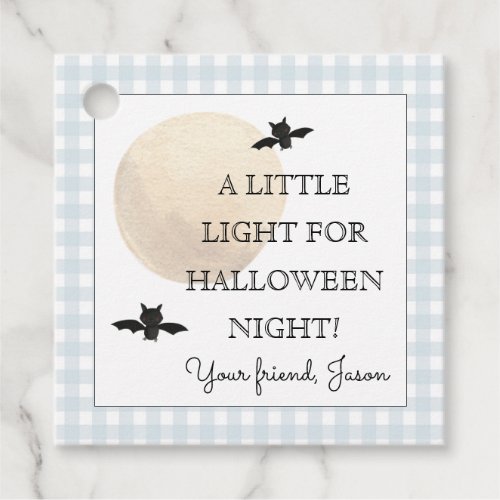 A Little Light for Halloween Night Blue Boy Favor Tags