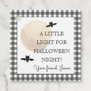 A Little Light for Halloween Night Grey Kids Favor Tags