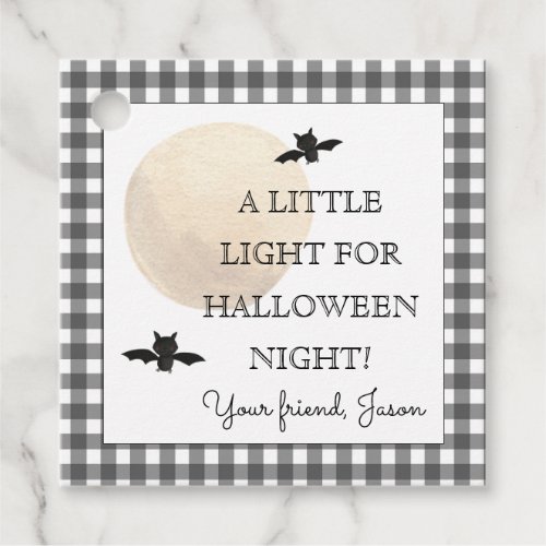 A Little Light for Halloween Night Grey Kids Favor Tags