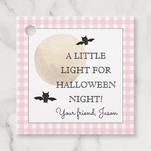 A Little Light for Halloween Night Pink Girl Favor Tags