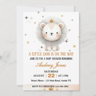 A Little Lion Is On The Way Boy Baby Shower Invitation