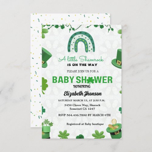A Little little shamrock baby shower invitation