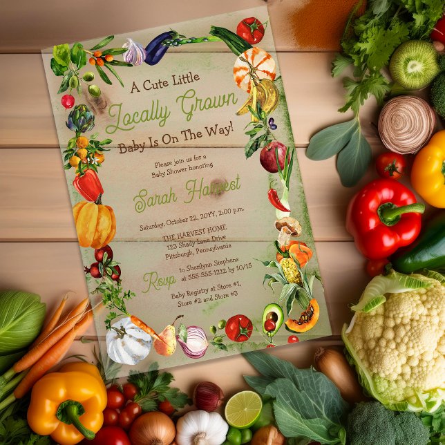 A Little Locally Grown Baby Is On the Way Shower Acrylic Invitations (A Little Locally Grown Baby Is On The Way Baby Shower Acrylic Invitations)