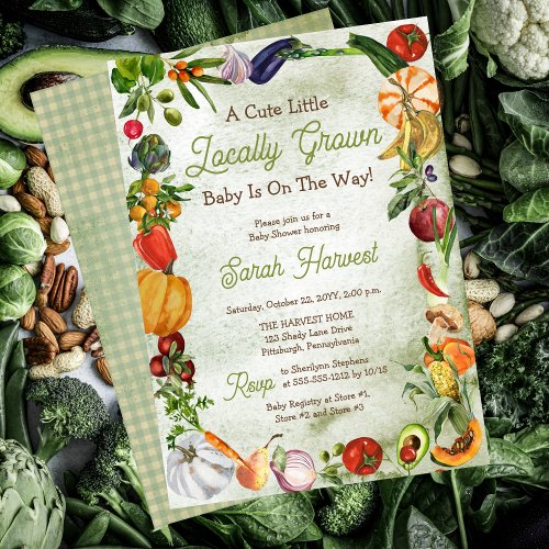 A Little Locally Grown Baby Is On the Way Shower Invitation