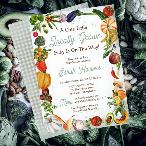 A Little Locally Grown Baby Is On the Way Shower Invitation