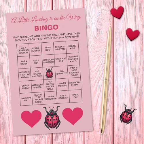 A Little Love Bug Is On The Way Baby Shower Bingo 