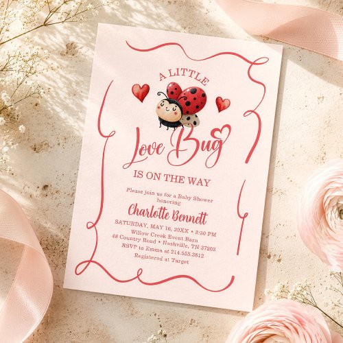 A Little Love Bug Is On The Way Baby Shower Invitation