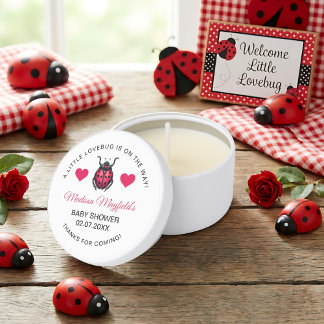A Little Love Bug Is On The Way Ladybug Mini Candle Favors