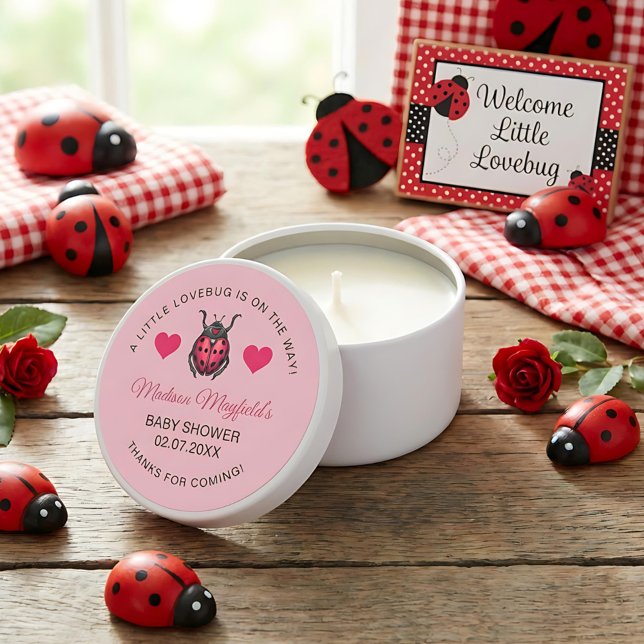 A Little Love Bug Is On The Way Ladybug Mini Candle Favors (Creator Uploaded)