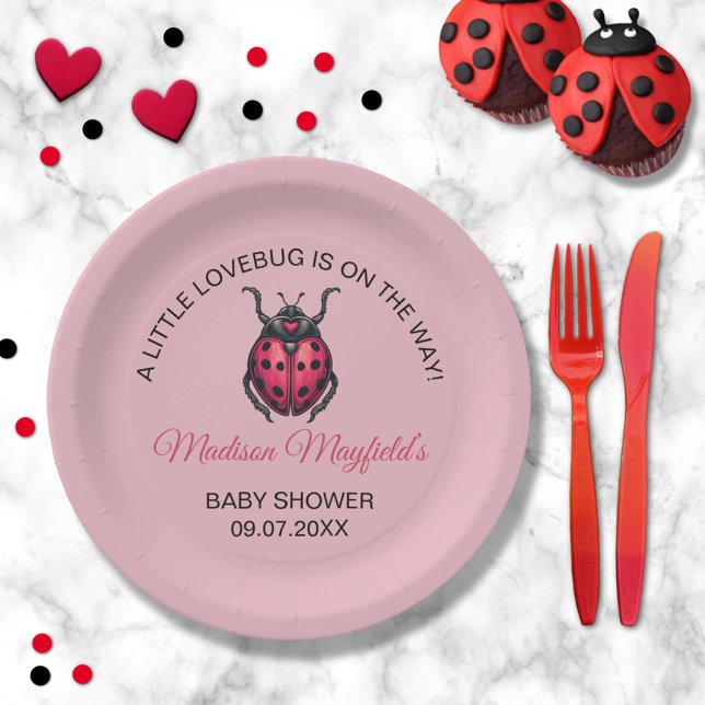 A Little Love Bug Is On The Way Ladybug Paper Plates (Creator Uploaded)