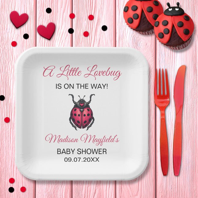 A Little Love Bug Is On The Way Ladybug Paper Plates (Creator Uploaded)