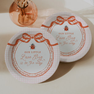 A Little Love Bug On The Way Pink Baby Shower Paper Plates