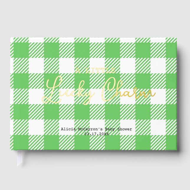 A Little Lucky Charm baby shower Foil Guest Book (Front)