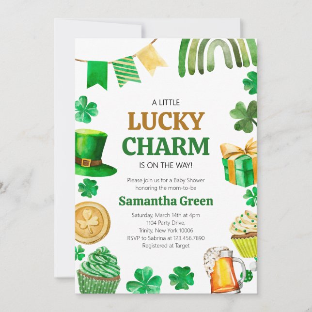 A Little Lucky Charm Baby Shower Invitation (Front)