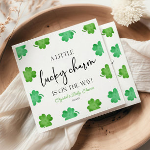 A Little Lucky Charm Green Clover Baby Shower Napkins