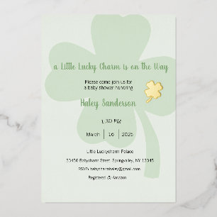 A Little Lucky Charm is on the Way Invitation Foil Invitation