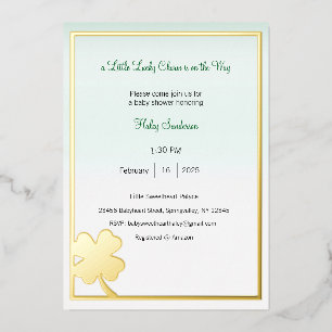 A Little Lucky Charm is on the Way Invitation Foil Invitation