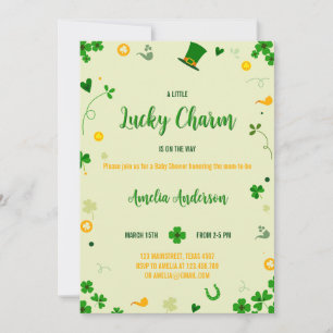 A Little Lucky Charm Leaf Clover Baby Shower Invitation