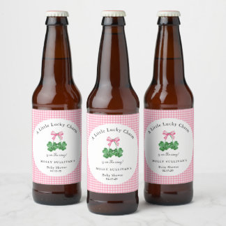 A Little Lucky Charm Shamrock Baby Shower Beer Bottle Label