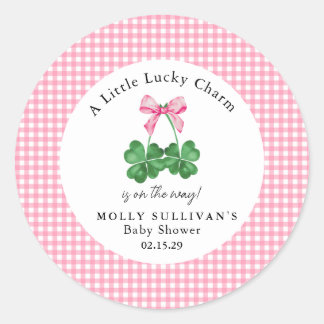 A Little Lucky Charm Shamrock Baby Shower Classic Round Sticker