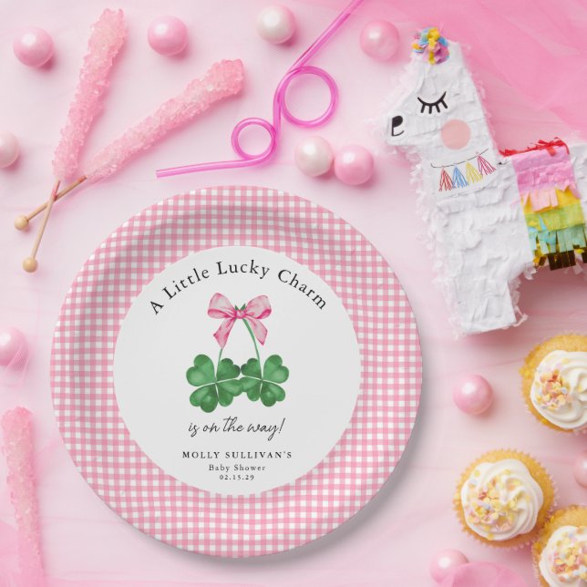 A Little Lucky Charm Shamrock Baby Shower  Paper Plates (Party)