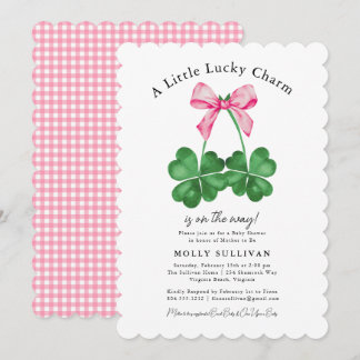 A Little Lucky Charm Shamrock Coquette Bow Invitation