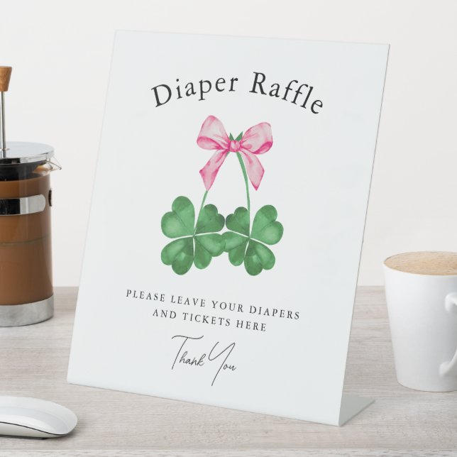 A Little Lucky Charm Shamrock Diaper Raffle  Pedestal Sign (In SItu)