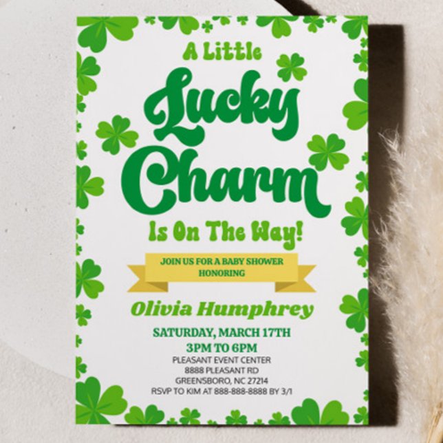 A Little Lucky Charm St. Patrick's Day Baby Shower Invitation (Creator Uploaded)
